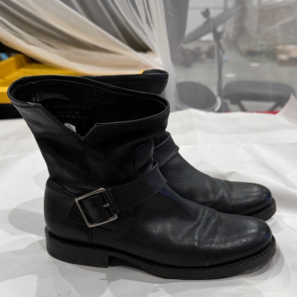 Frye Black Leather Ankle Booties